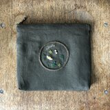 リネン生地…リボン刺繍ポーチの画像