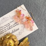 〈14kgf〉ピオニーピンクのシャンデリアピアス