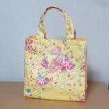 ミニスクエアトートバッグ★花・ペイズリー柄（イエロー）の画像