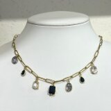 カラーストーンチェーンネックレス（BLACK）の画像