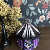 八角形ハウス型のカルトナージュボックス｜Fairy tale pattern＊うさぎ柄×ダイヤ柄（1点物）の画像