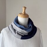 ベルギーリネンねじりリバーシブルスヌード ［Tsumiki Design］　ネイビー/グレー/インディゴの画像