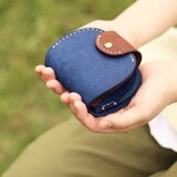 ころころ小さい財布　コンパクトウォレット　ブルー×ブラウン