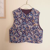 COTTON リバーシブルキルトはんてんベスト *パープル* size FREE