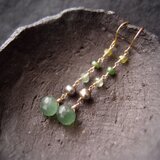 【K14gf】Green Stone Mix Earrings／グリーン ストーンミックス ピアスの画像