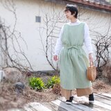 受注製作可能　ダブルガーゼ　エプロンワンピース　グリーンの画像