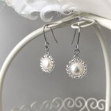 淡水パール の ビーズ編み ピアス　ホワイト 白 フォーマル 卒業式 入学式 卒園 入園 結婚式