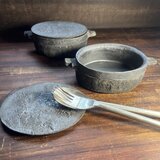 蓋付　オーバル深豆皿(グラタン豆皿)  黒釉&黒泥彩　「継」handle  (25170)の画像