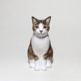 木彫り猫〈おすわり(キジ白)〉の画像