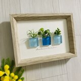 ガラスタイル アートフレーム インテリア雑貨 置物 観葉植物  北欧ガラス細工 贈り物 誕生日プレゼントの画像