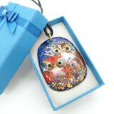 夜のふくろうペアの七宝焼ペンダント【受注制作】の画像