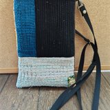 ヴィンテージカンタキルト、ラリーキルト、裂織りパッチワーク携帯ショルダー