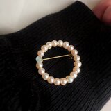 パールブローチ パールと3月の誕生石アクアマリン シンプルブローチ 春サークル 入学式 フォーマル 発表会の画像