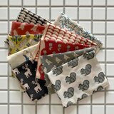 インド ブロックプリント生地 ミニカットクロス10枚セットBagru&Ajrak ファブリック はぎれ IF0221の画像