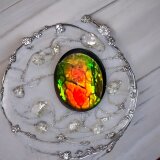 天然石 宝石 アンモライト（Ammolite）トリプレットルース オーバル 9×7mm AMOV090705