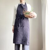 ベルギーリネンの魅力を纏う - ワークエプロン　ベルギーリネン２５番手　スチールグレーの画像