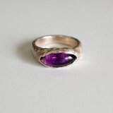 15x7mmアメジスト艶消しシルバーリングの画像