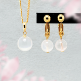 セット特価 ローズクォーツ/紅水晶  K18 K18GP 天然石ネックレス&イヤリング - Roseの画像