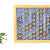 組子細工の壁飾り　【麻の葉流れ　紺】の画像