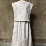 結城紬のセットアップ(生成地＆薄紫色の織)の画像