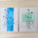 コラージュを添えたポストカード「blossom」の画像