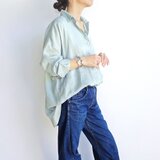 リネンオーバーシルエットシャツ（ミント）の画像