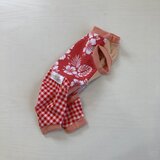 ☆犬服　接触冷感　ロンパース　ツートンタイプ　ハワイアン柄ハイビスカス赤&チェック赤　（オレンジリプ）XXSサイズ　