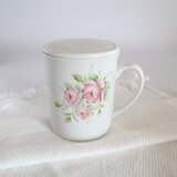 薔薇の蓋付マグカップの画像