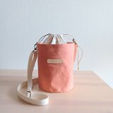 パラフィン加工帆布のバケツショルダーバッグ　《ピンクオレンジ》の画像