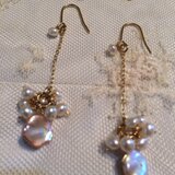 k14gf芥子パール 淡水パールの花びらピアス【泡沫の恋】