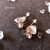 14kgf＊グレーアゲートのリボンピアス