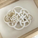 ･:*+.ハレの日バレッタ.:+･:*+.雲とお花.:+  水引亀結び白バレッタ　お花　亀結び　白　金　着物　和装　結婚式　