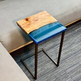 サイドテーブル アイアン 無垢材 木製 コの字型 おしゃれ カフェ ベッド ミニテーブル ソファ 高さ50cmの画像