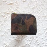 【一点物即納品】L字ファスナー小さい財布 ～イタリアン迷彩ヌメ×イタリアンバケッタ～の画像