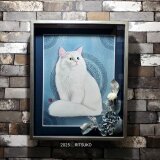 原画 1点もの ボールペン画 日本人作家 色鉛筆画 猫の絵 ねこ ネコ 絵画 絵 アート ネコの絵 額入り ソラフラワー 猫の画像