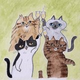 クラフトビールの夢を見た猫 （ラベルの外にいた猫）ー 原画一点ものの画像