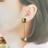 スクエア バロック淡水パール 揺れるチェーンピアス スタッド 11mm 12mm ウエディング 結婚入学入園卒園卒業の画像