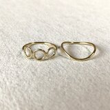 【一点限り】真鍮 まるまる丸リングと華奢カーブリング 11号/2本セット/真鍮リングの画像
