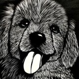 額装済み切り絵作品・かまっての画像