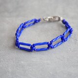 ビーズチェーンブレスレット（ブルー・シルバー光沢あり）【受注】の画像