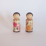 きせかえこけし　春夏　２体セットの画像