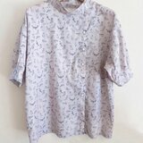 SALE！！ Liberty Meow-petit ハイネックBarberふう・半袖ブラウス(大人）