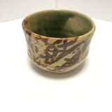 陶器製の酒器、黄瀬戸と織部が古風でお洒落、容量40ml程飲みきりサイズでちょうど良いの画像