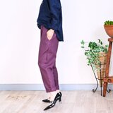 【新色】ベーシックデザイン リネンパンツ ： 近江麻 : 葡萄色の画像