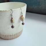 陶土オリジナルビーズと【ヌーマイトインガーネット】＊＊＊ピアス／イヤリング＊＊＊の画像