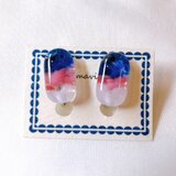 ガラスのイヤリング/ピンクブルーの画像