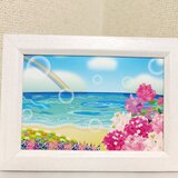 ポストカード　ブーゲンビリアと海　3枚組(シール5枚付き)の画像