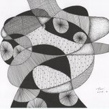 【原画・額なし】無題 ／抽象画 ドローイング ペン画の画像