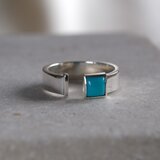 turquoise square open ring ターコイズスクエアオープンリング　天然石　シルバー　ブルー　四角の画像
