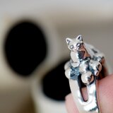 何かの上に香箱座り猫リングの画像